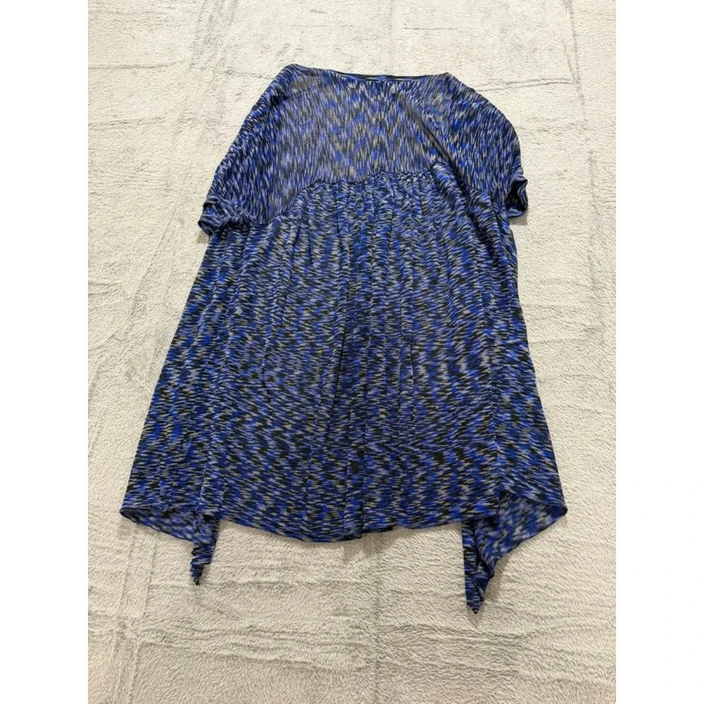 Free People Womens XS Blue‎ Black Space Dye Draped Layered Knit Square Neck Top